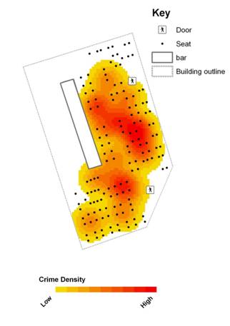 Figure 1. An example of a micro-environmental hotspot to show how risk varies within a bar