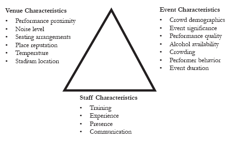 Figure 1. Spectator violence triangle and specific causes of spectator violence.